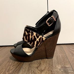 Gianni Bini Cheetah Print and Wedges Size 8